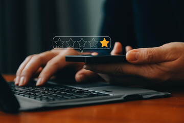 Negative feedback concept. Dissatisfied customer experience. 1-star rating review in survey....