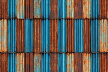 Rustic Metal Wall with Rusty Panels