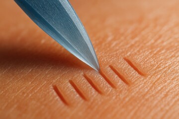Precision cutting technique with a sapphire blade on a surface
