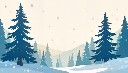 Fototapeta premium Bare spruce trees in winter wilderness, serene isolation