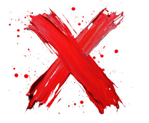 Artistic red x mark creative graphic design abstract isolated on transparent background