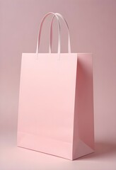 Pink shopping bag centered on a matching pink background, creating a monochromatic and stylish visual effect
