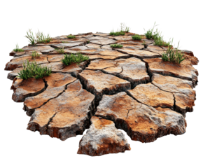 Cracked earth surface drought area nature dry environment isolated on transparent background