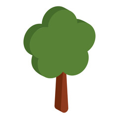 Cartoon style green tree. Vector