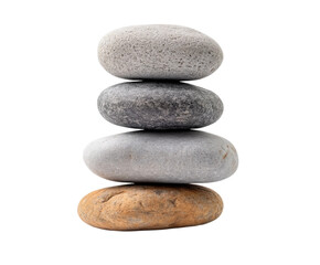 Balancing natural stones minimalist isolated on transparent background