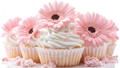 cupcakes with pink flowers