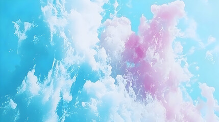 Fototapeta premium Pastel pink and blue cloudscape, dreamy sky background, ideal for websites or social media