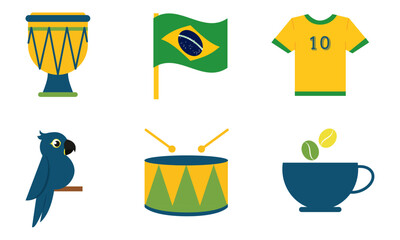 Brazil national icon collection. Vector