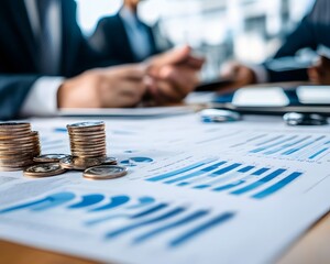Private equity managers assessing undervalued companies, finance, investment opportunities , highlighting serene allure