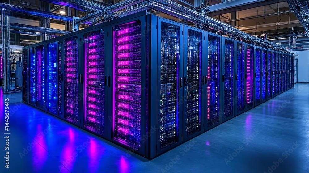 Aufkleber modern data center server room powerful network technology digital infrastructure powerful servers
