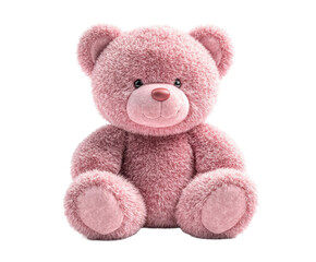 Pink sitting in cozy room cute plush toy isolated on transparent background