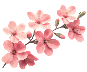 Cherry blossom branch in bloom nature scene view isolated on transparent background