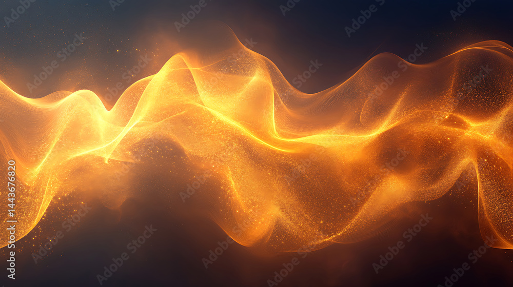 Poster abstract golden wave background with glowing particles decorative and elegant design suitable for te