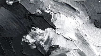 Fotobehang Abstracte kunst Expressive black and white abstract oil paint texture with high contrast strokes Generative AI  © Riverruno