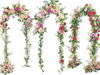 Set of beautiful wedding flower arches, cut out