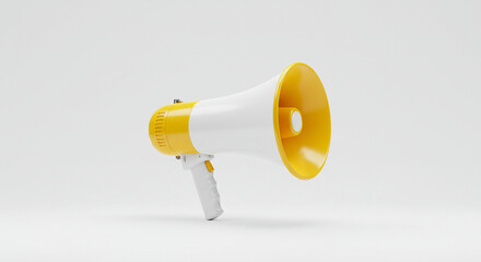 Clean White Background with Yellow and White Megaphone