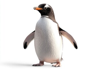 Obraz premium Gentoo penguin, profile view, isolated on white background