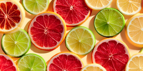 Vibrant citrus fruit slice pattern background for fresh and colorful designs Generative AI