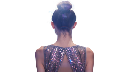 Stylish Fashion Model Walking on a Runway Back View Isolated Image