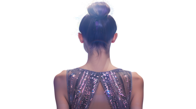 Stylish Fashion Model Walking on a Runway Back View Isolated Image