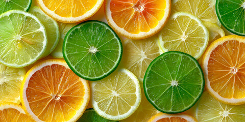 Fototapeta premium Vibrant citrus fruit slices create a refreshing pattern for background wallpaper Generative AI