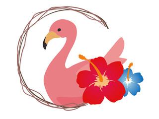 フラミンゴ ハイビスカス