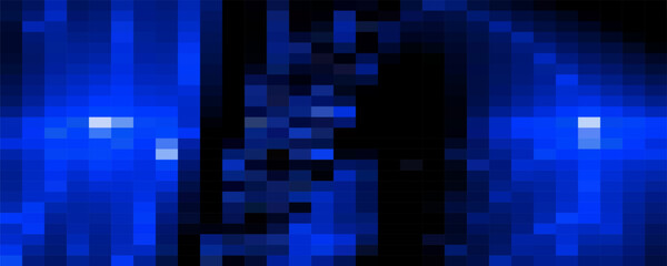 his image features a vibrant blue abstract tech pattern background. The design consists of a network grid with varying shades of blue, creating a dynamic and energetic visual effect