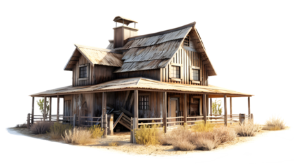 Professional isolated white background image of a ranch for editorial and commercial usage