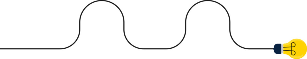 A light bulb with a wire in a path with two waves.