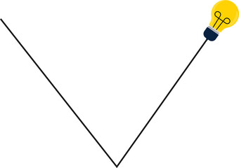 A light bulb with a wire in a V-shaped path.