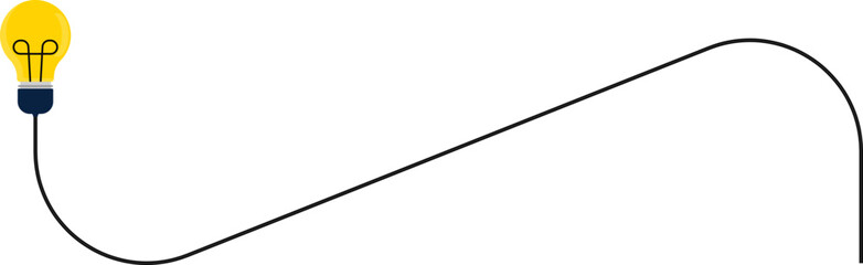 Light bulb wire line path forming a curved diagonal.