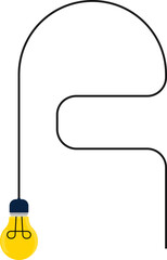 A light bulb with a wire in a path with one big and small curve.
