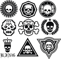 set, gothic sign with skull, grunge vintage design t shirts