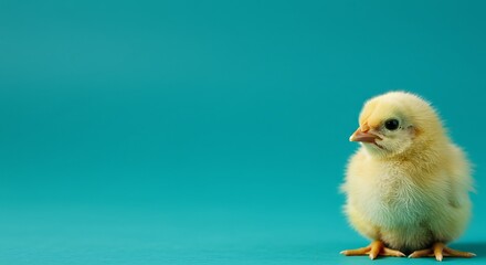 Obraz premium Cute yellow chick baby animal poultry farm bird easter spring newborn fluffy adorable little chick pet chick 100