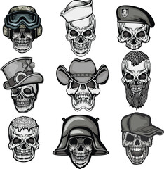 set, gothic sign with skull, grunge vintage design t shirts