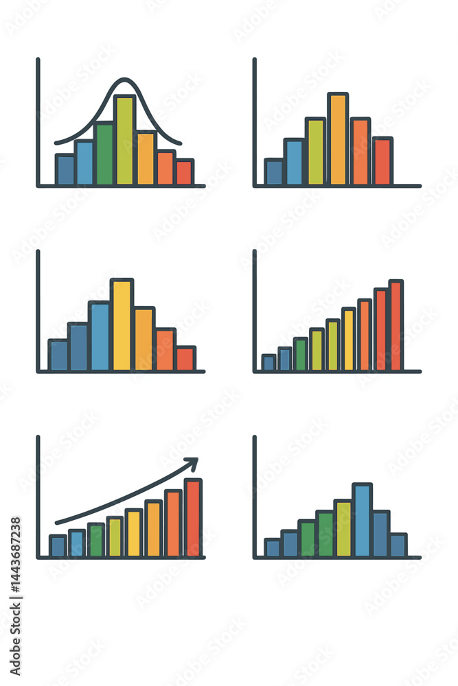 Poster business infographic template featuring histogram charts, diagrams, and statistic bars for presentat