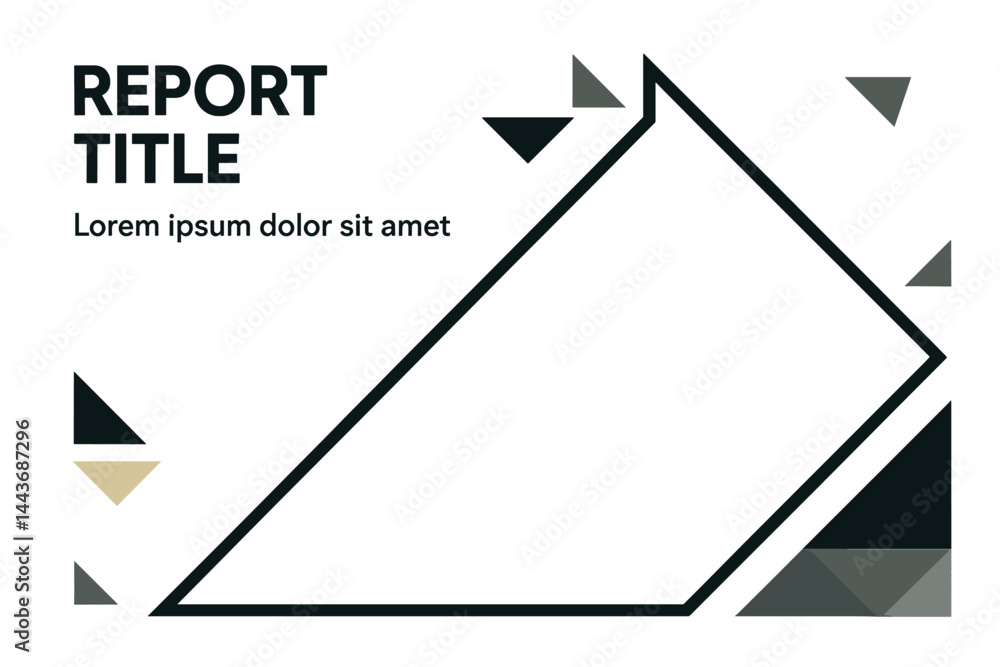 Poster template for a report cover with a minimalist design that incorporates triangular elements for a pho