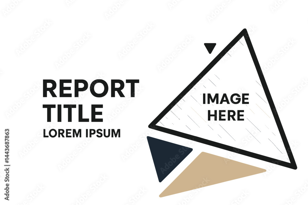 Aufkleber a report cover template featuring a minimalist aesthetic with triangular design accents for an image