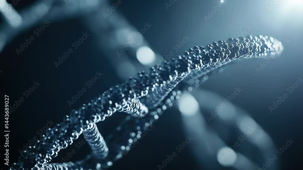 Poster A close-up view of a double strand of DNA, highlighting its structure and molecular composition