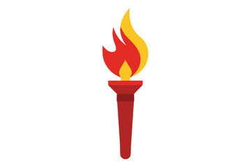 Illustration of a red and gold torch with a bright burning flame