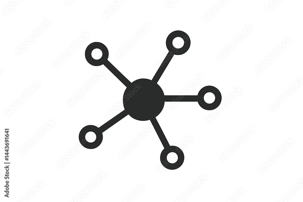 Poster vector illustration of a connection icon, a hub network connection isolated on a grey background