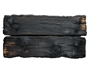 Burnt wood plank texture dark top view nature isolated on transparent background