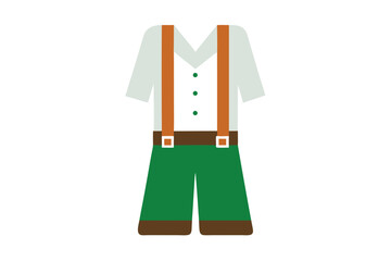 Traditional Bavarian Oktoberfest Outfit with Green Lederhosen and Tan Suspenders Graphic