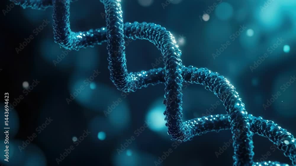Poster close-up view of a double strand of dna
