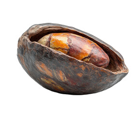 Harvesting unique natural cocoa pod tropical forest nature scene isolated on transparent background