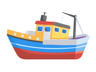 Fototapeta premium Colorful fishing boat on white background