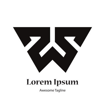 sws letter black logo design icon