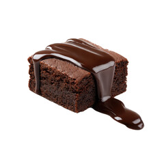 Delicious chocolate brownie dessert food isolated on transparent background
