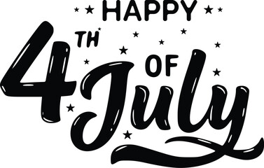Happy 4th of July Typography with Stars | Patriotic Independence Day Design for Celebrations