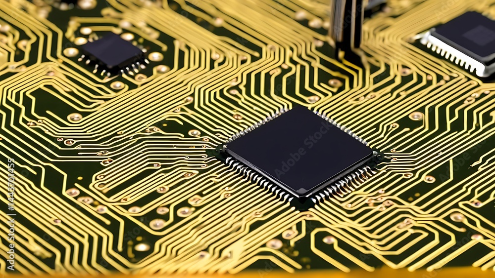 Poster circuit board microchip technology for tech backgrounds